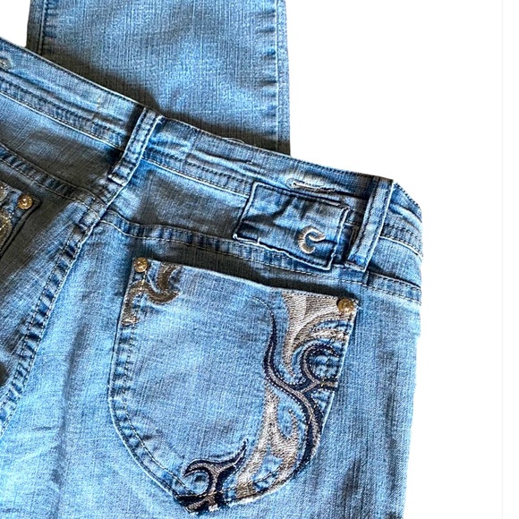 1990s Light Blue Wash Denim Jeans, Boot Cut/ Straight Leg Denim Pants,Blue Jeans - Picture 13 of 15